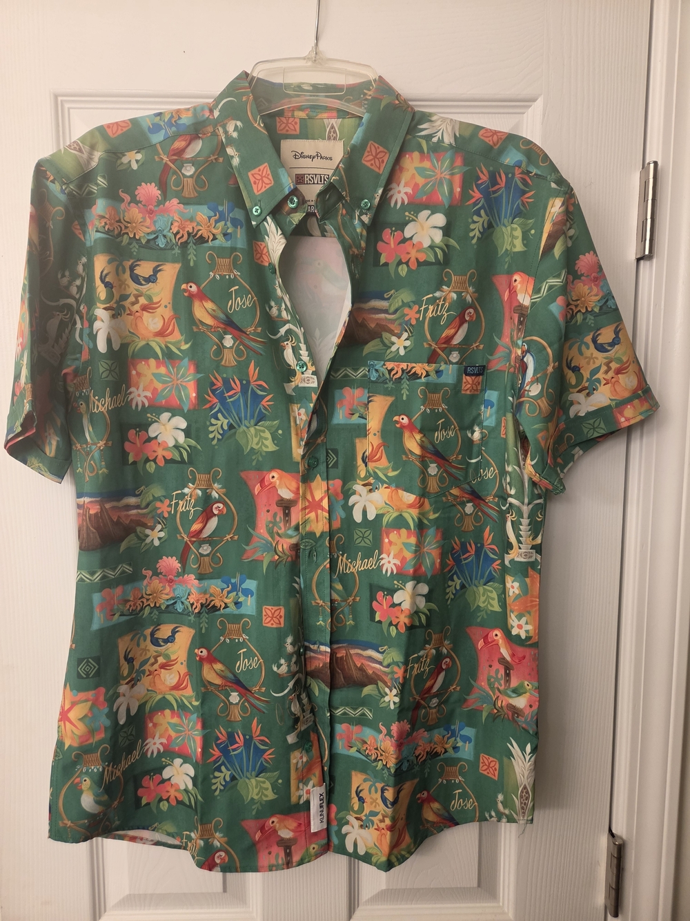 RSVLTS Enchanted Tiki Room Tropical Parrot Print Button-Down Shirt